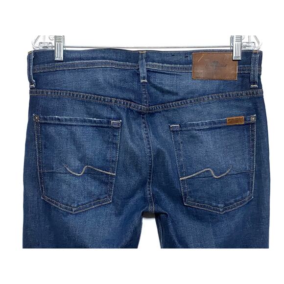 7 Seven For All Mankind Paxtyn Jeans Slim Straight Blue Distressed Ripped Men 31 - Picture 5 of 11